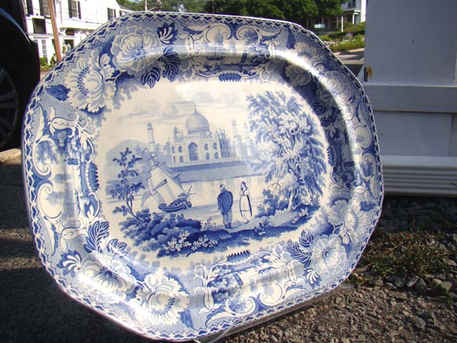 A fine 19th century Staffordshire 21" platter from the "Oriental Scenery" series circa 1835 — image 3